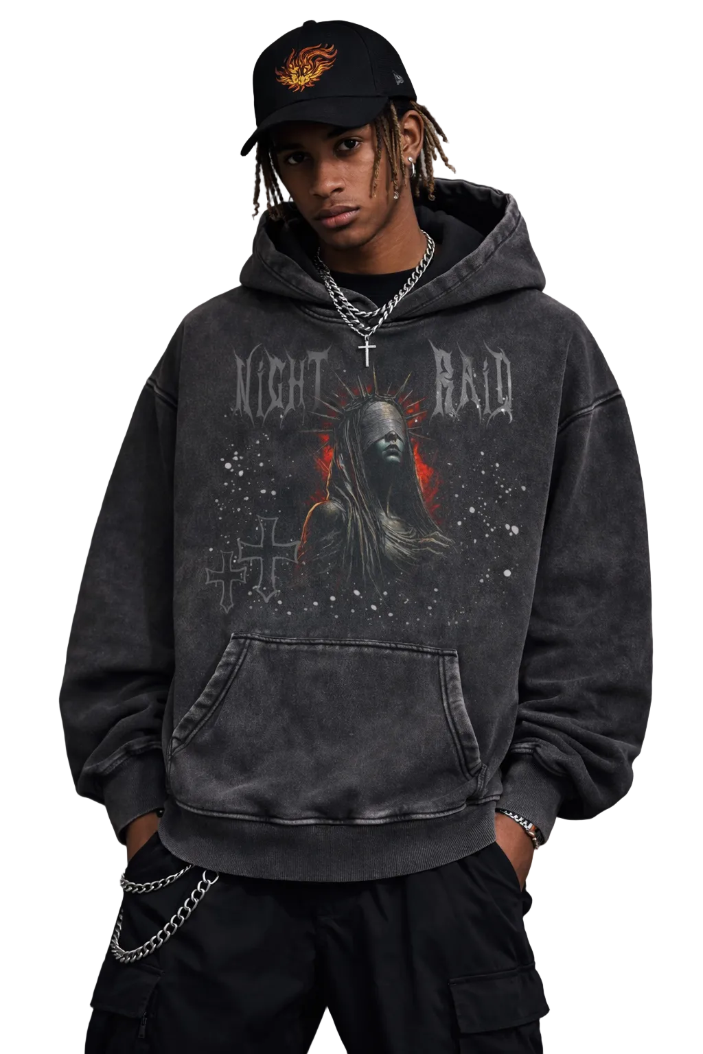 Oversized Vintage Hoodie – Distressed Heavyweight Pullover