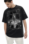 Tactical Soldier Graphic T-Shirt, Black Acid Wash Military Aesthetic