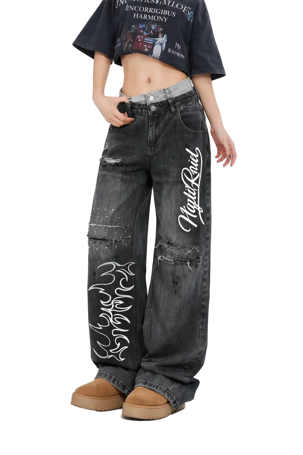 NightRaid “Midnight Script” Women’s Distressed Denim