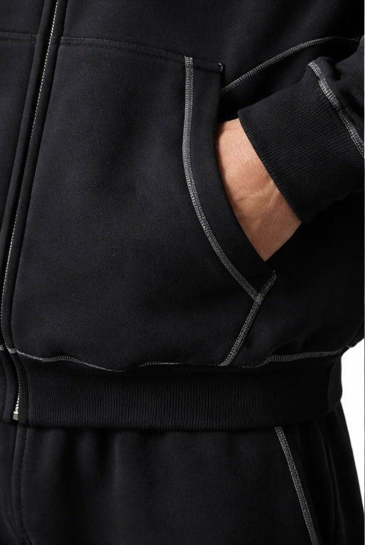 NightRaid “Architect” Contrast Stitch Zip Hoodie