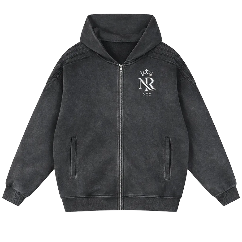 NightRaid “Midnight System” Snow Washed Zip Hoodie