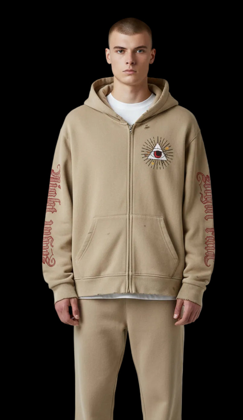 NightRaid “Eternal Vision” Unisex Heavyweight Washed Distressed Hoodie