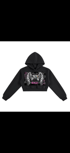 Gamer Girl Angel Cropped Hoodie – Controller Wings Graphic With Wings On Back
