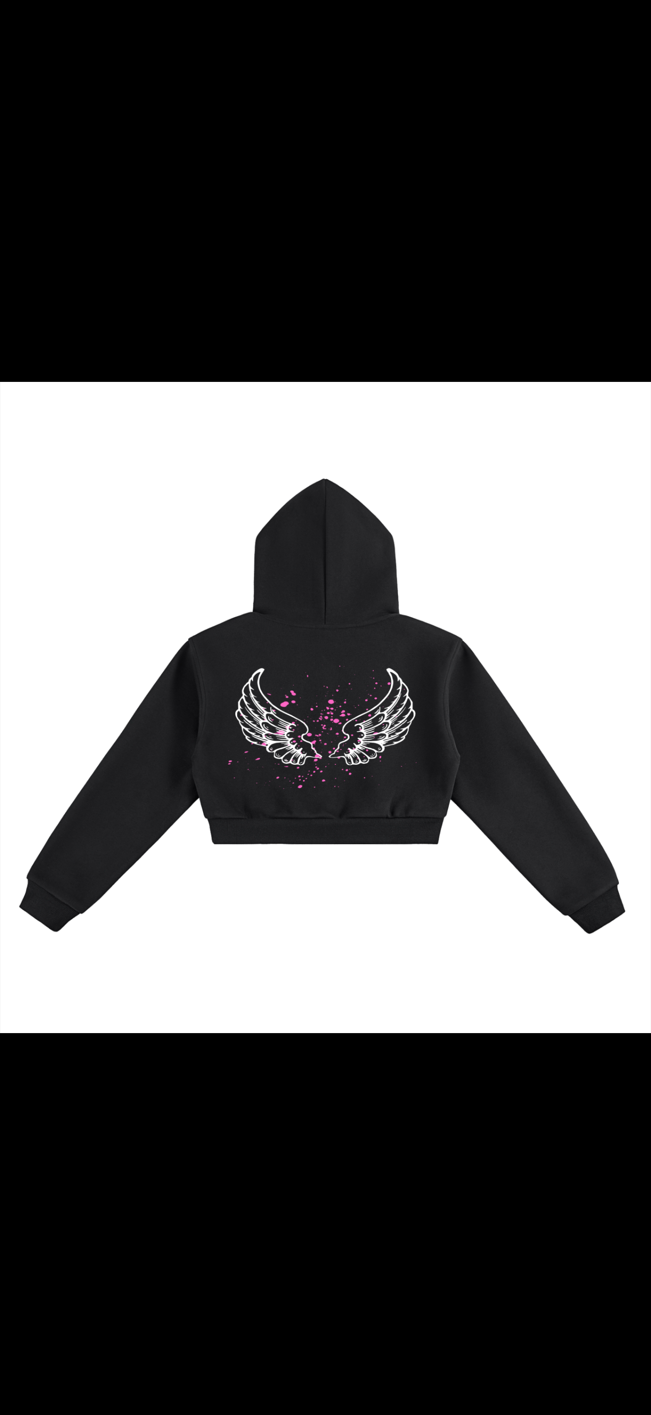 Gamer Girl Angel Cropped Hoodie – Controller Wings Graphic With Wings On Back
