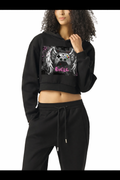 Gamer Girl Angel Cropped Hoodie – Controller Wings Graphic With Wings On Back
