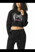 Gamer Girl Angel Cropped Hoodie – Controller Wings Graphic With Wings On Back