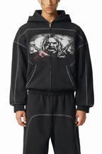 Dark Western Cowboy Graphic Pullover Vintage Washed