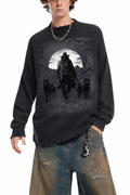 Dark Western Cowboy Graphic Sweater, Dark Aesthetic