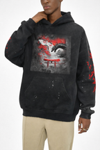 Japanese Samurai Dragon Hoodie With Symbol On Sleeve