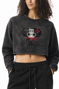 Dark Gamer Cropped Sweatshirt Vintage Wash Controller Graphic