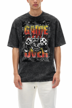 Snow Washed Game Over Graphic Oversized T-Shirt