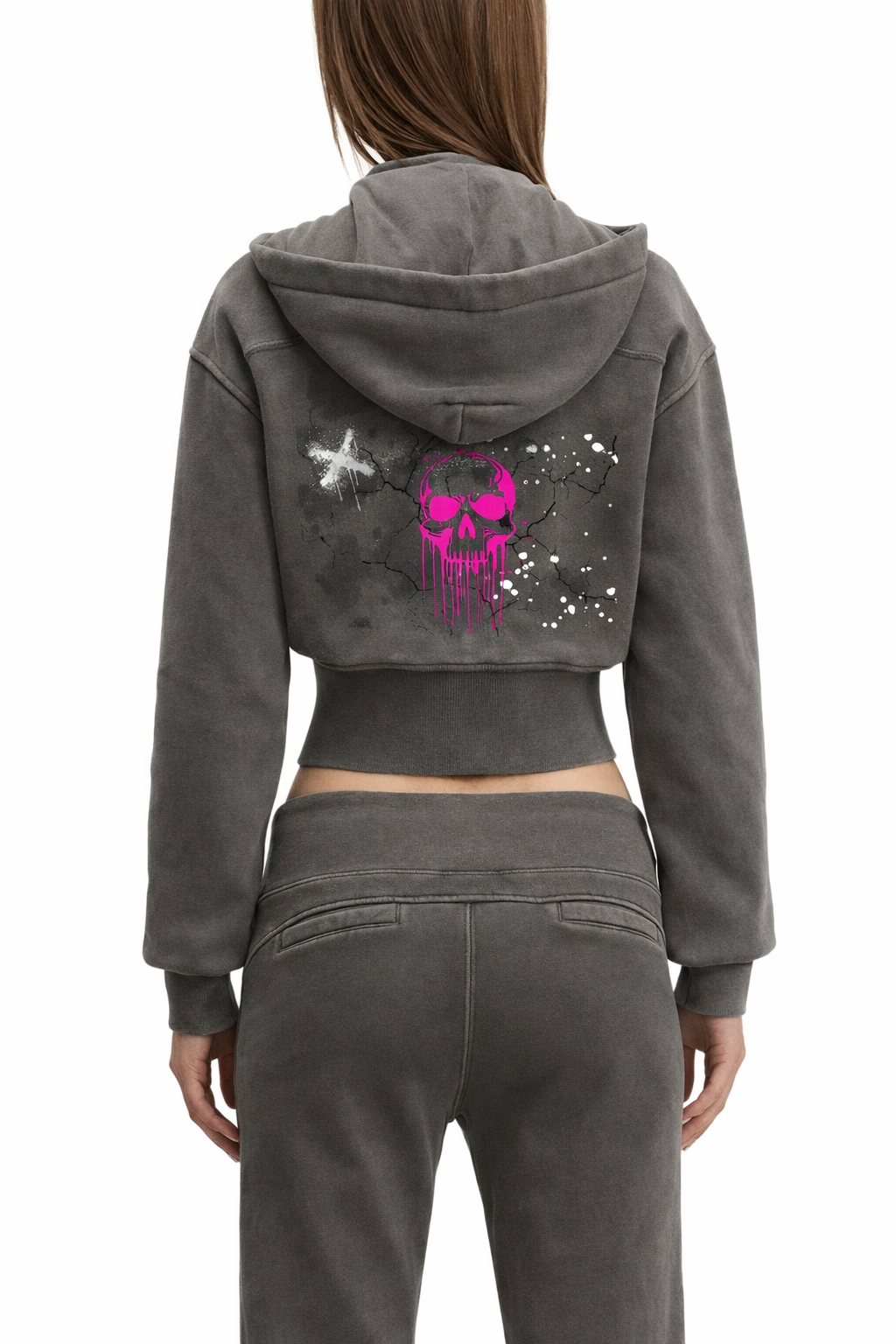 Vintage Washed Cropped Fleece Hoodie