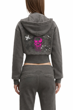 Vintage Washed Cropped Fleece Hoodie