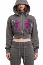 Vintage Washed Cropped Fleece Hoodie