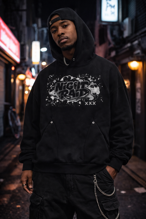 Curved Panel NightRaid Graphic Raglan Hoodie