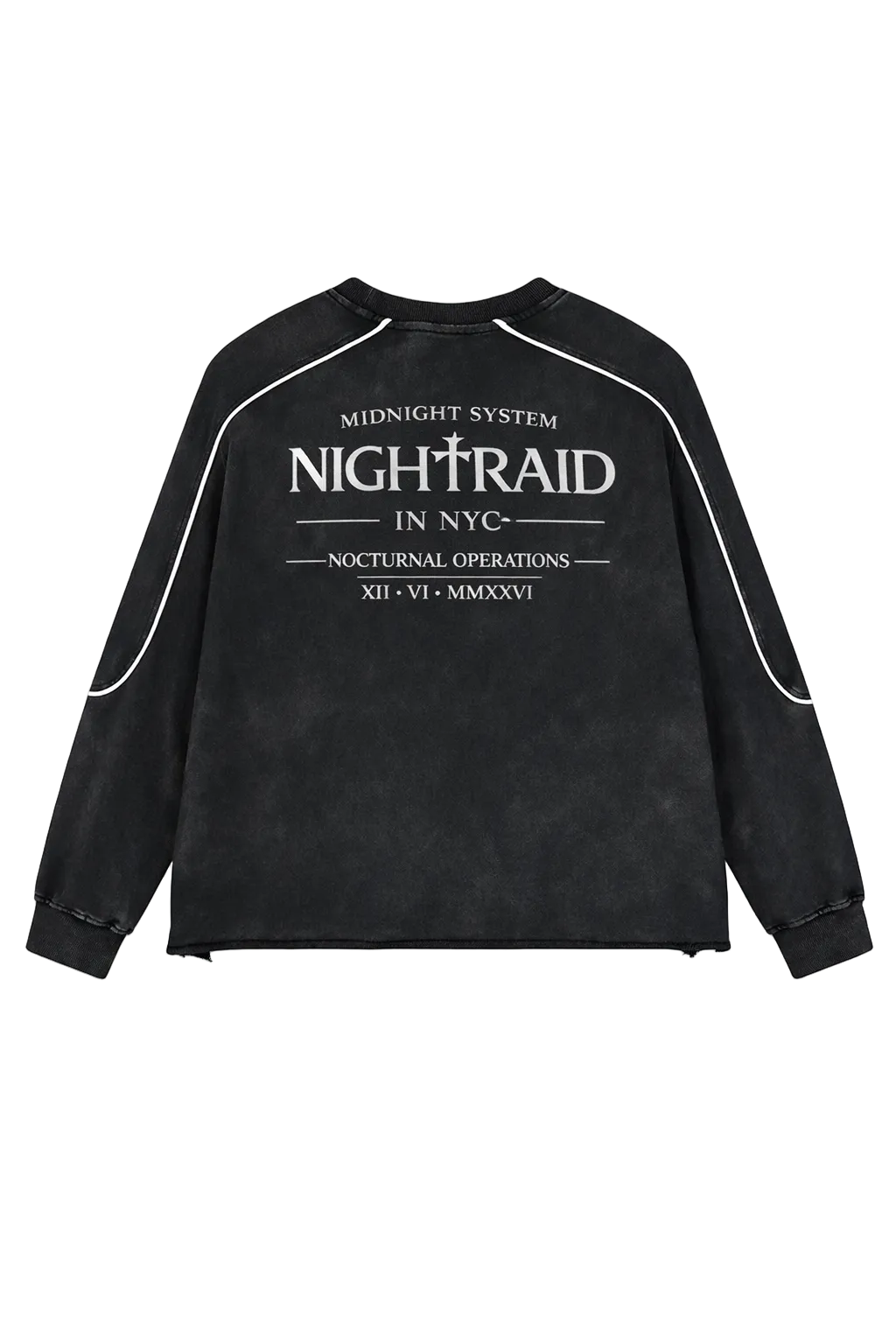NIGHTRAID — NR Crowned Crest Raw Hem Sweatshirt