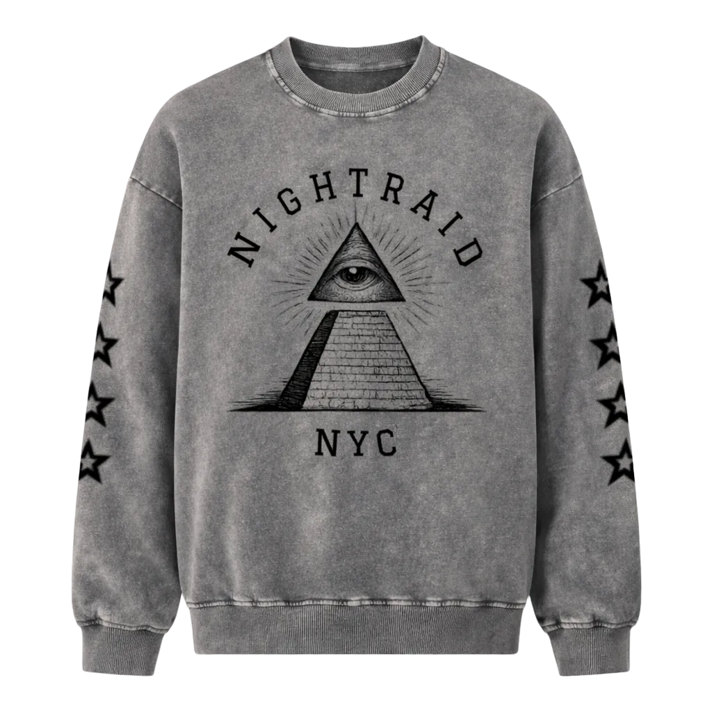 NightRaid “Ascension Protocol” Snow Washed Crewneck