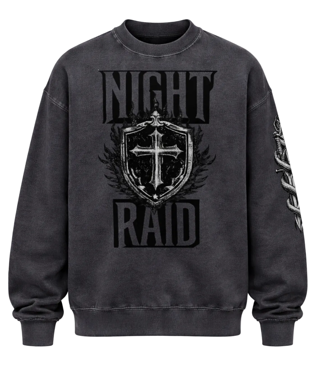 NightRaid “Black Crest” Vintage Crewneck