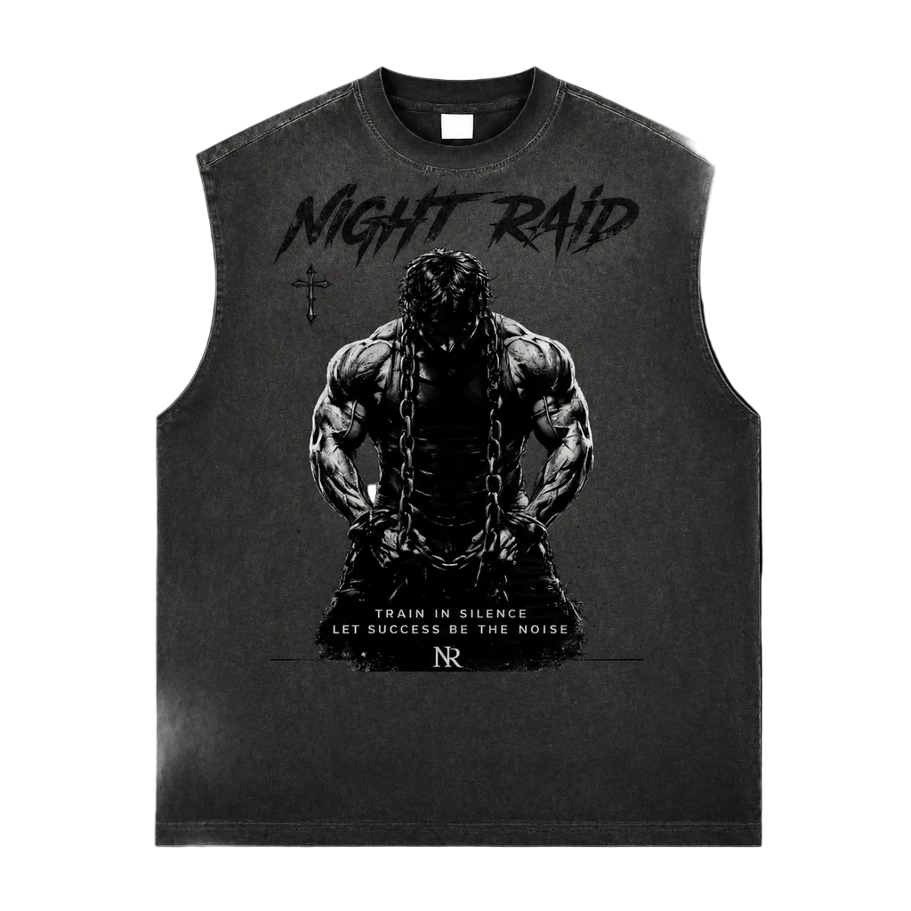 NightRaid “Train In Silence” Vintage Oversized Muscle Tank