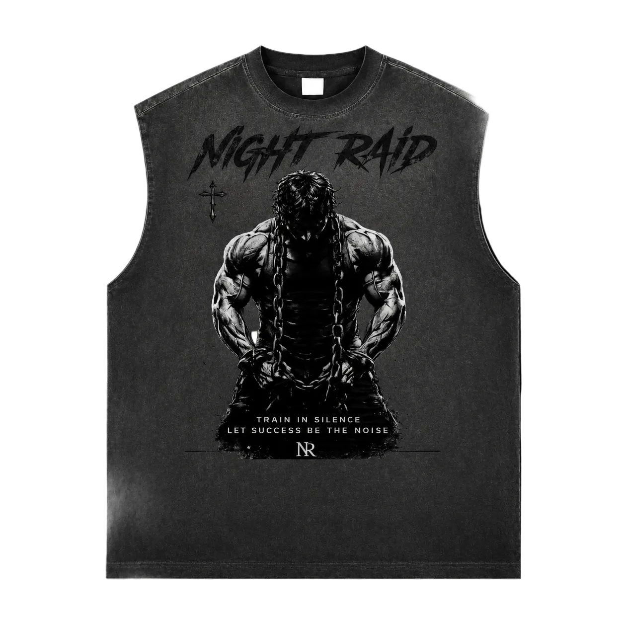 NightRaid “Train In Silence” Vintage Oversized Muscle Tank