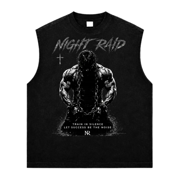 NightRaid “Train In Silence” Vintage Oversized Muscle Tank