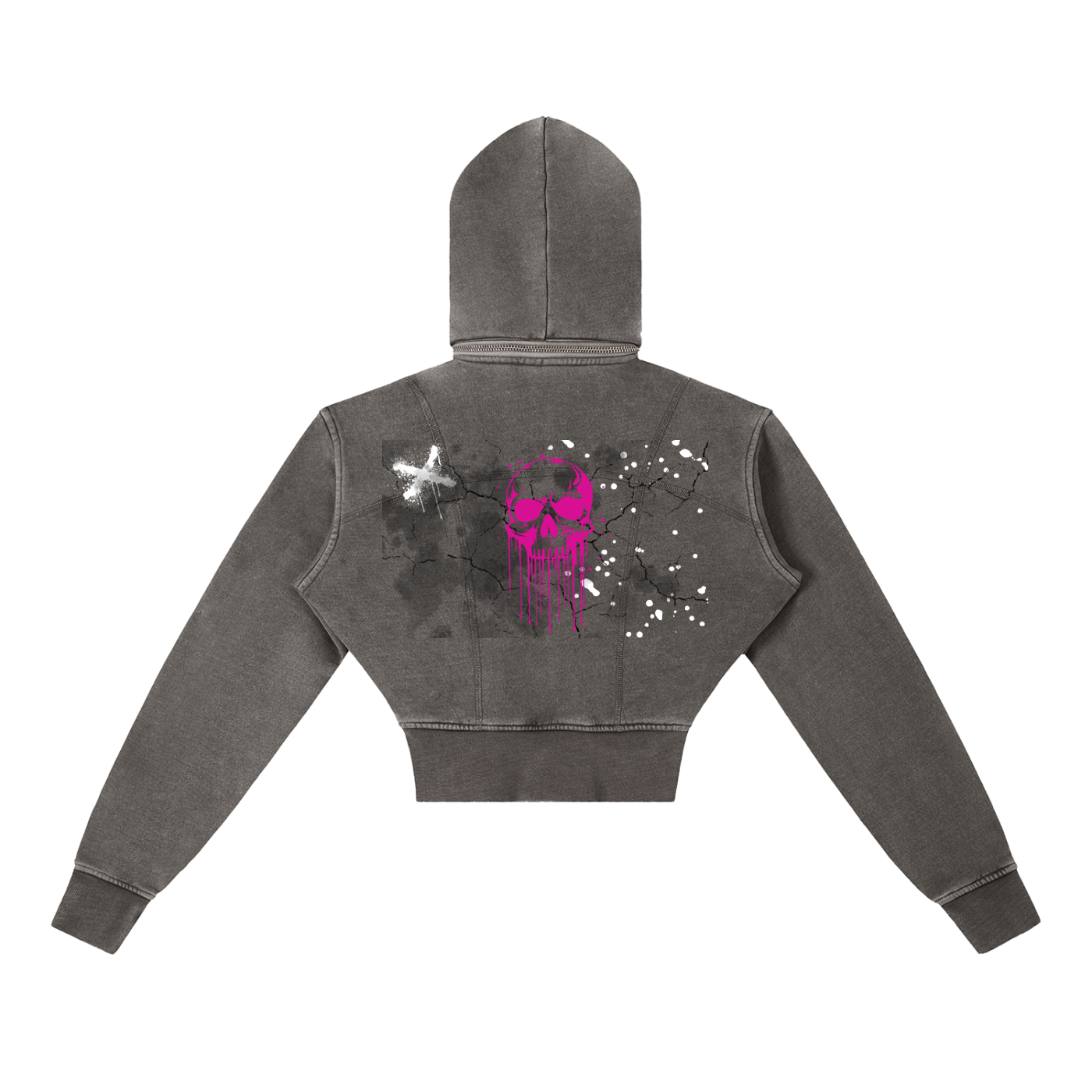 Vintage Washed Cropped Fleece Hoodie