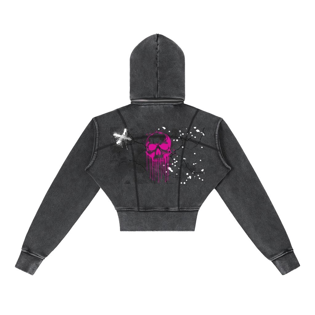 Vintage Washed Cropped Fleece Hoodie