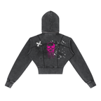 Vintage Washed Cropped Fleece Hoodie