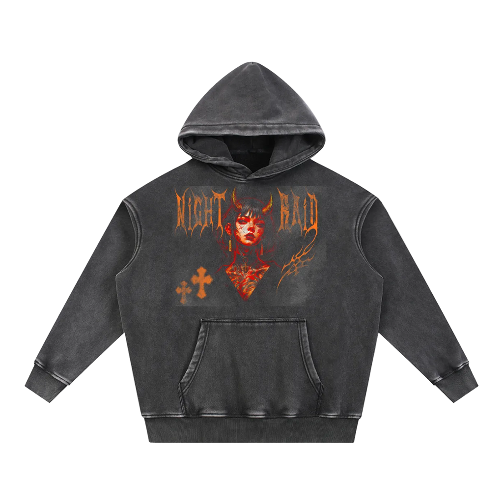 Oversized Vintage Hoodie – Distressed Heavyweight Pullover