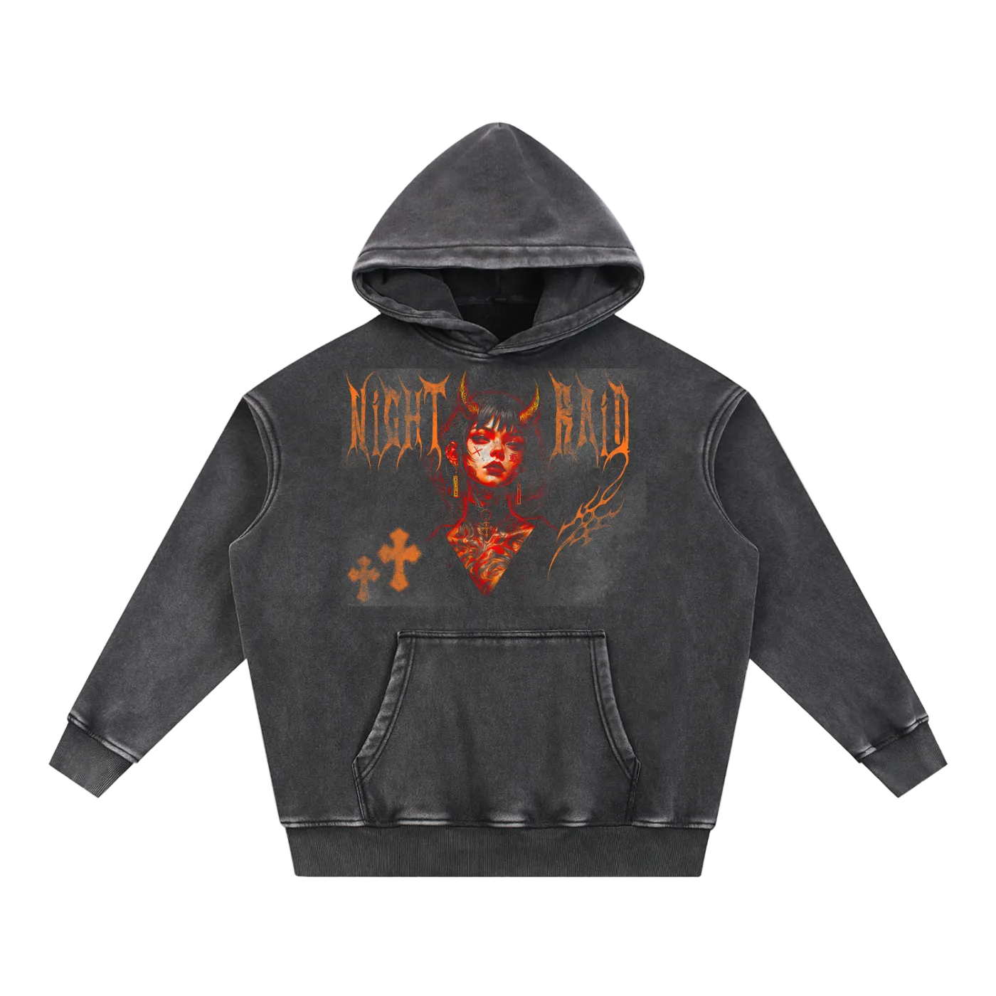Oversized Vintage Hoodie – Distressed Heavyweight Pullover