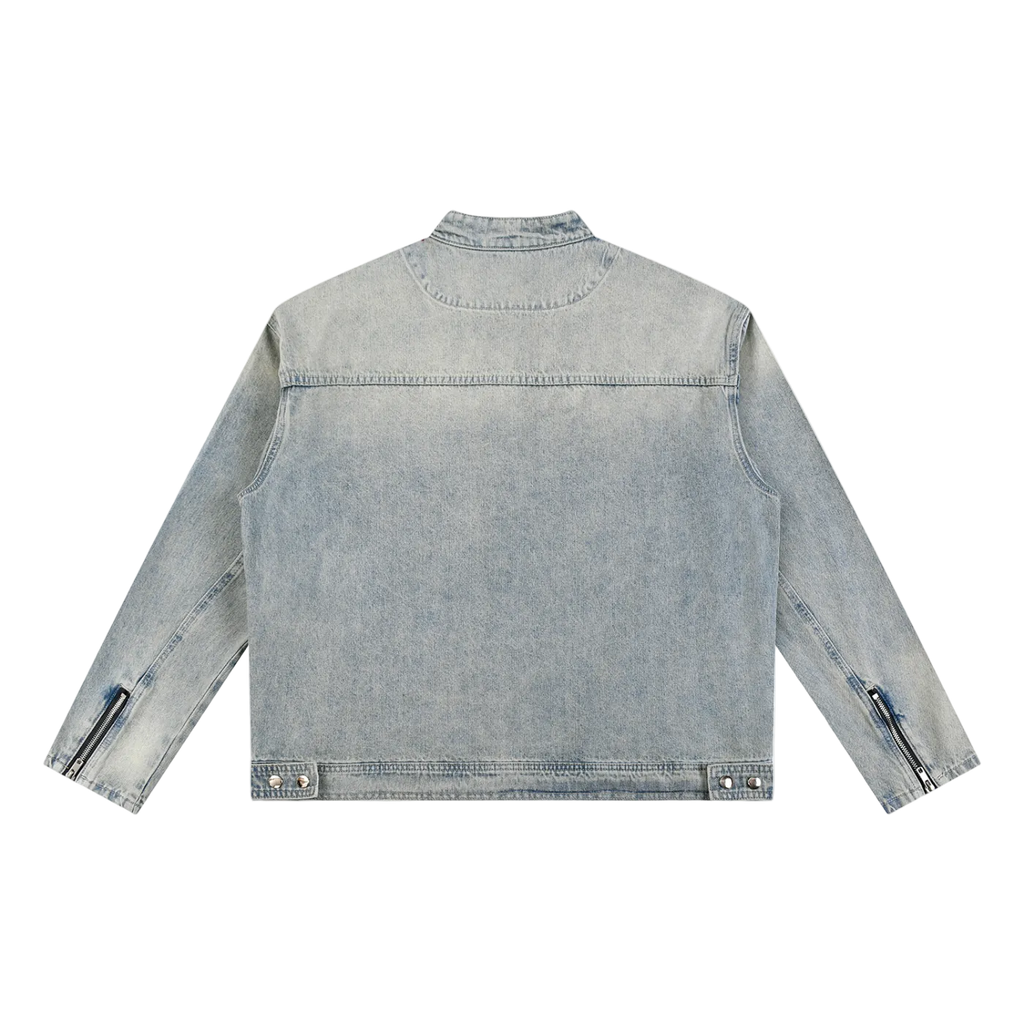 Vintage Wash Zip Denim Jacket