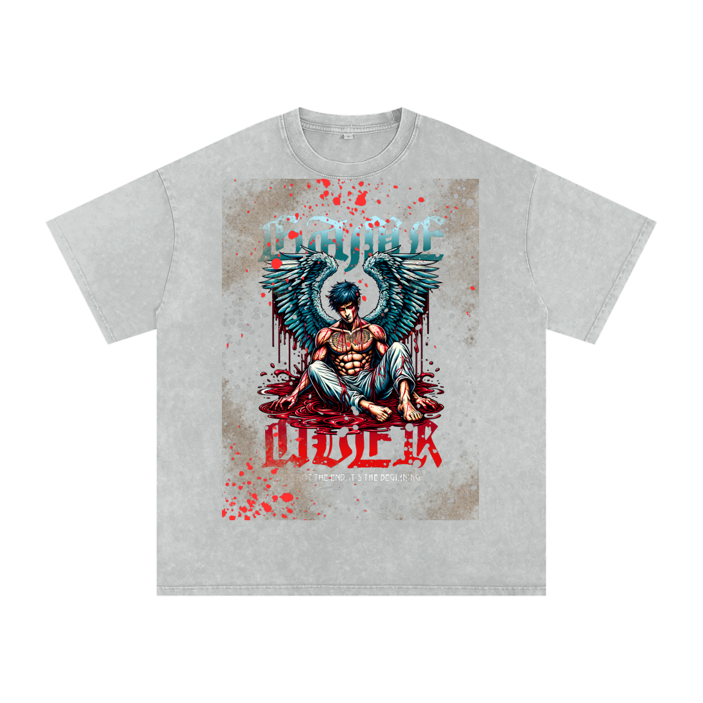 Snow Washed Bloody Angel Graphic Oversized T-Shirt