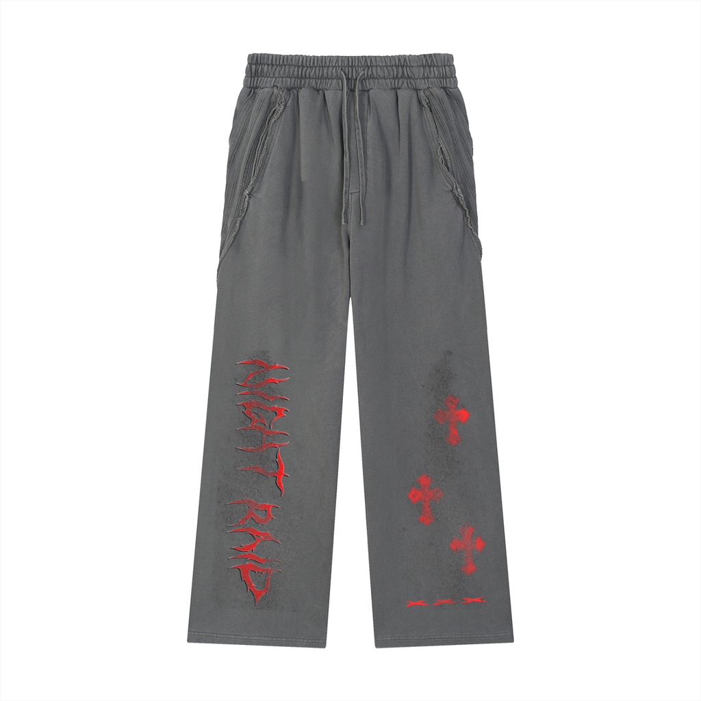 Snow Washed Tape Raw Edge Sweatpants