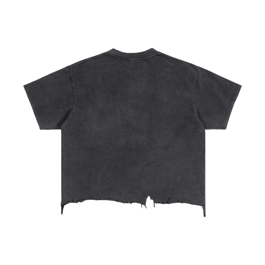 Vintage Wash Graphic Distressed Hem T-Shirt
