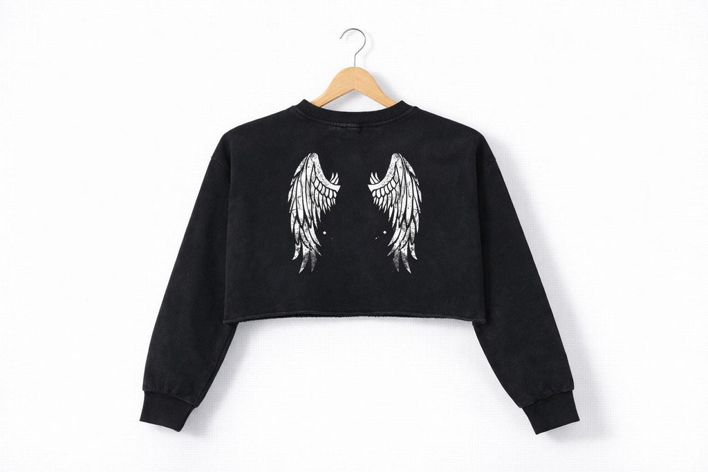 Angel Wings Gamer Girl Cropped Sweatshirt