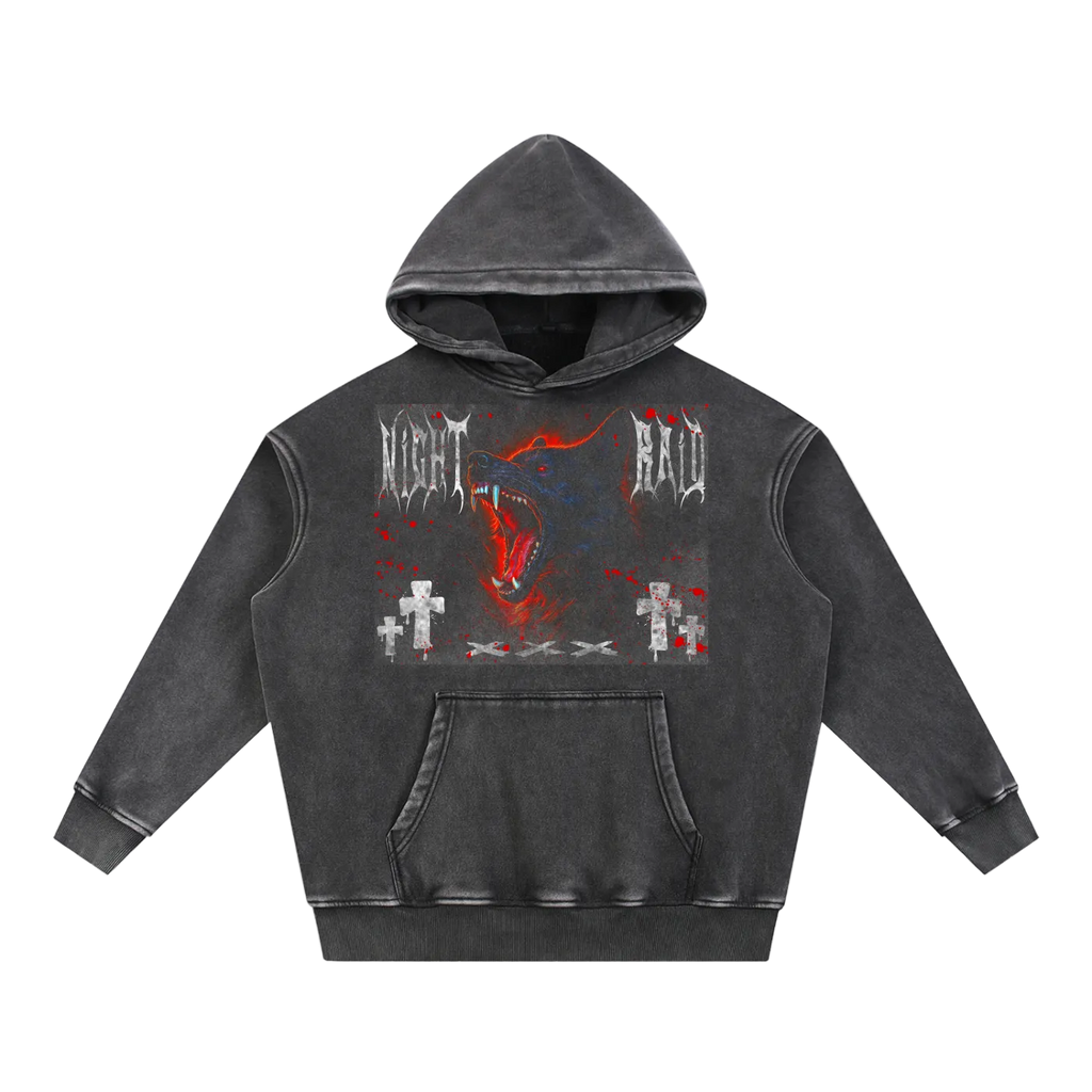 Oversized Vintage Hoodie – Distressed Heavyweight Pullover