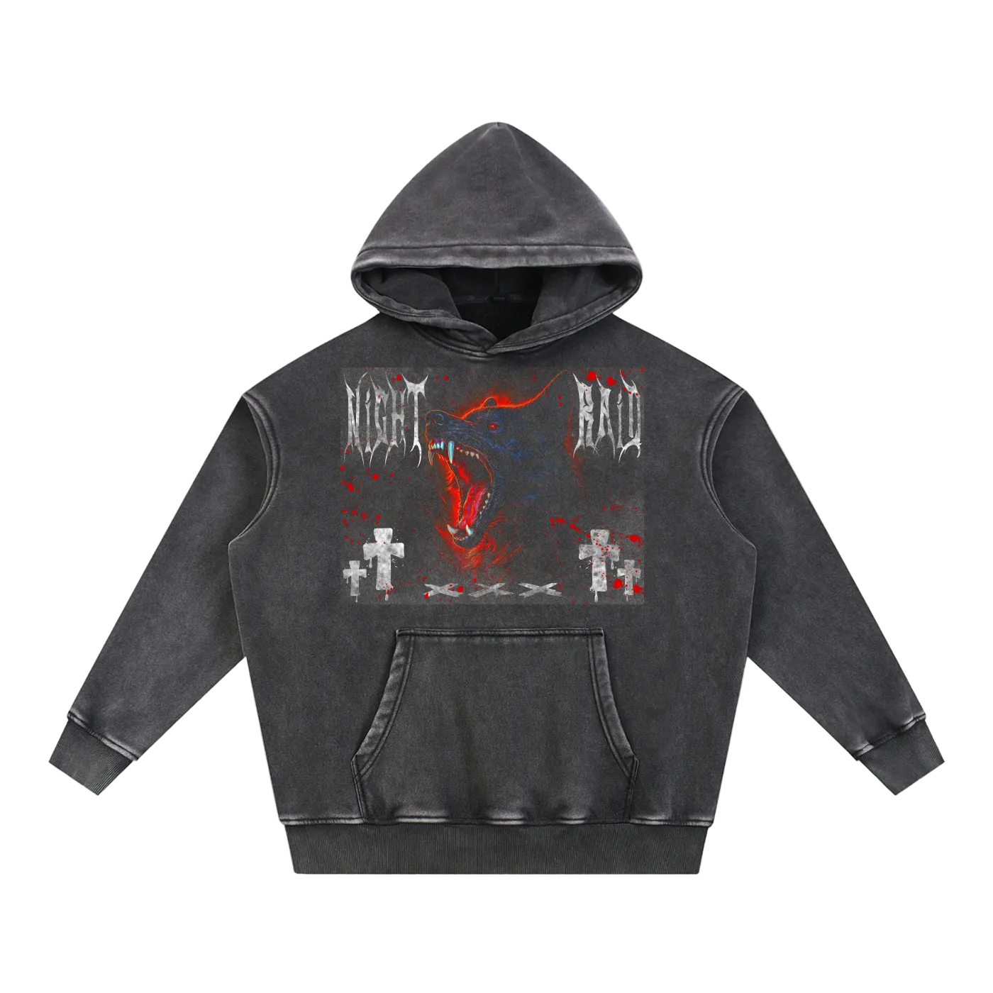 Oversized Vintage Hoodie – Distressed Heavyweight Pullover