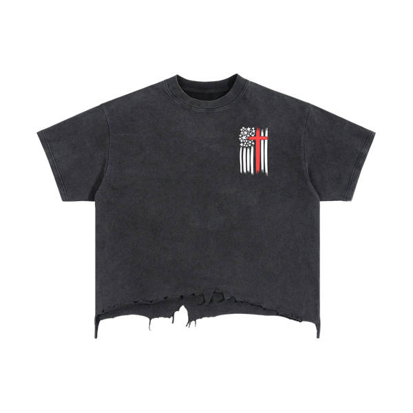 “Crimson Spirit” Vintage Wash Distressed Tee