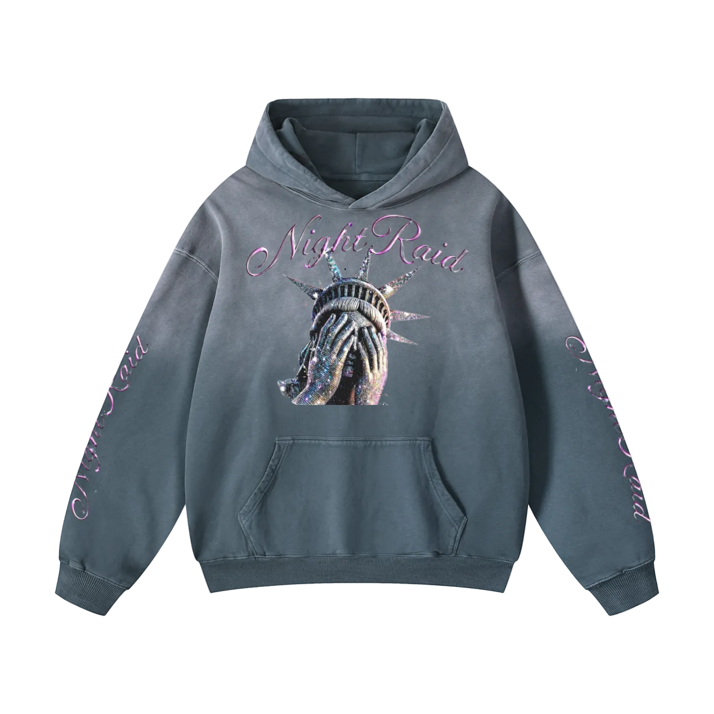 NightRaid “Blind Liberty” Heavyweight Sunfade Oversized Hoodie