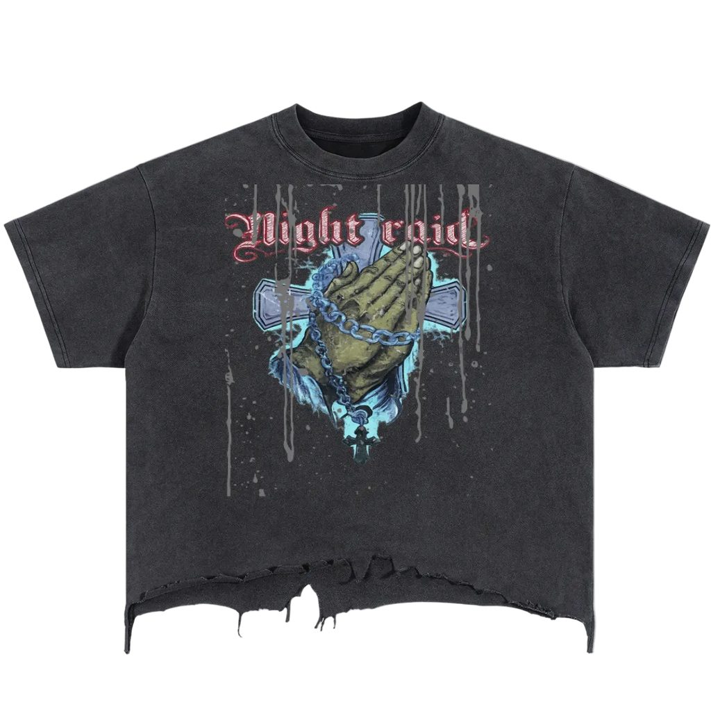 NIGHTRAID — MARTYR PRAYER Distressed Hem Tee