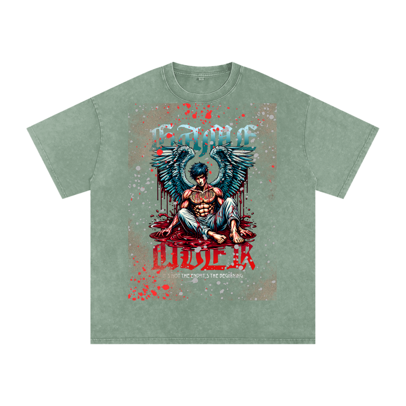 Snow Washed Bloody Angel Graphic Oversized T-Shirt