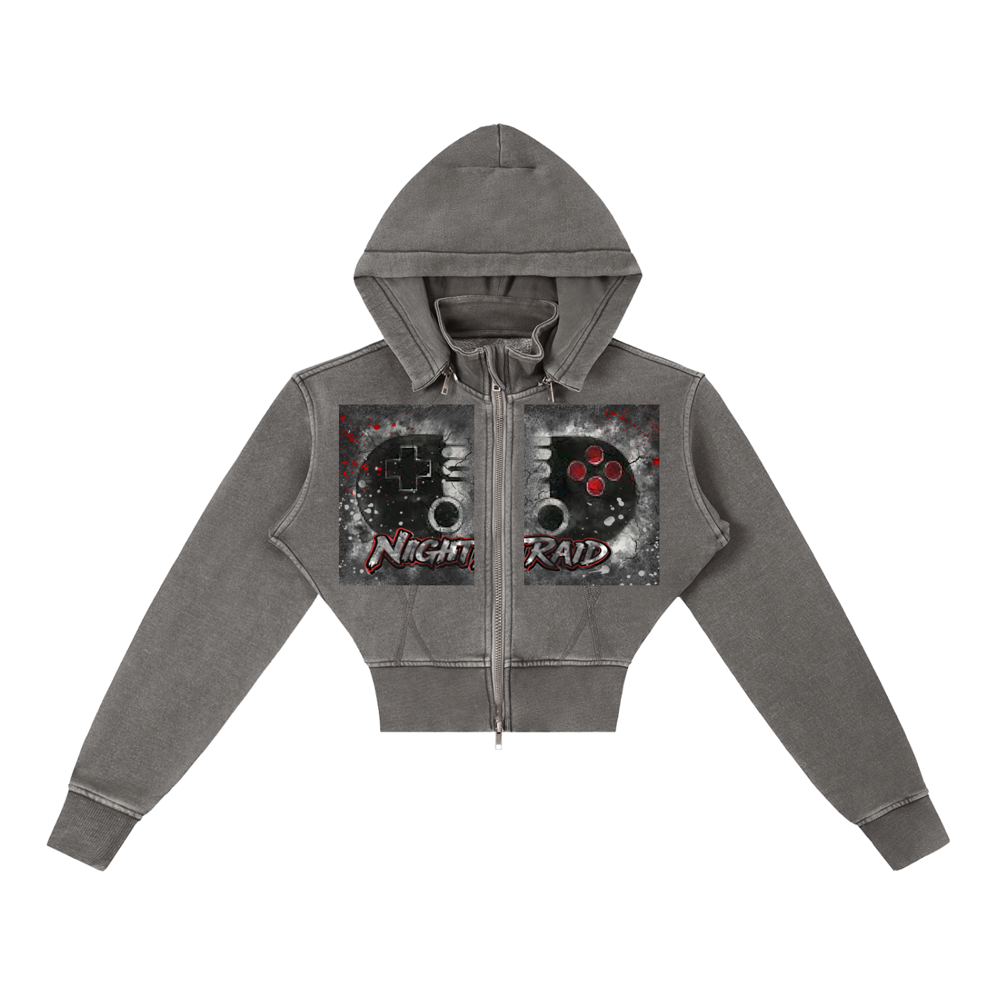 Gamer Girl Cropped Zip Up Hoodie Vintage Washed