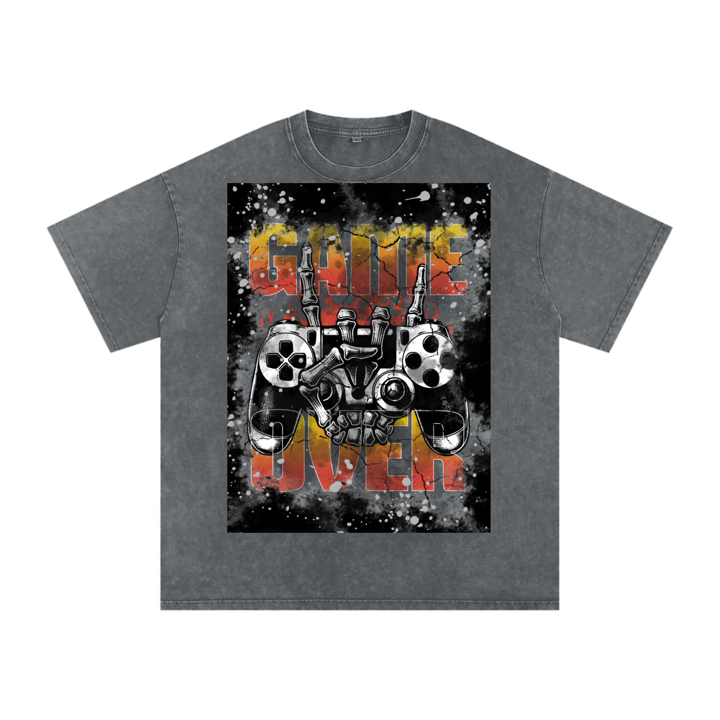 Snow Washed Game Over Graphic Oversized T-Shirt