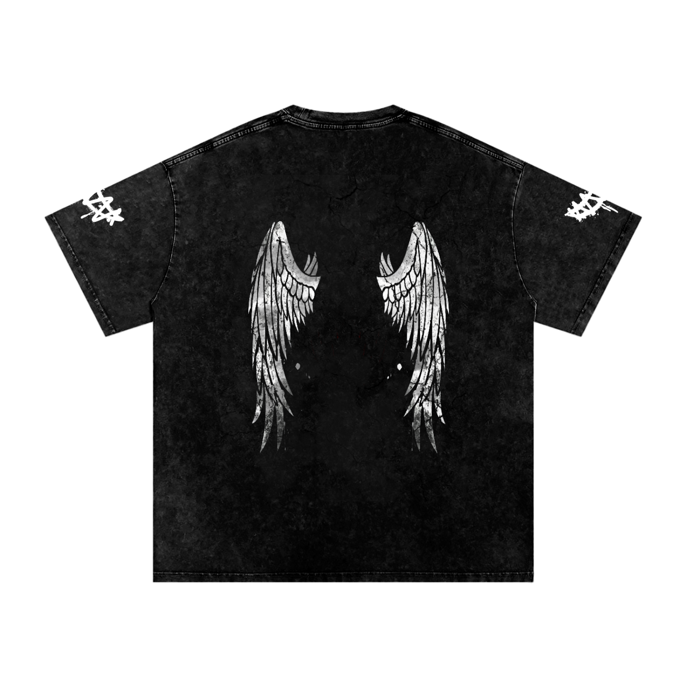 Snow Washed Angel And Wings Graphic Oversized T-Shirt