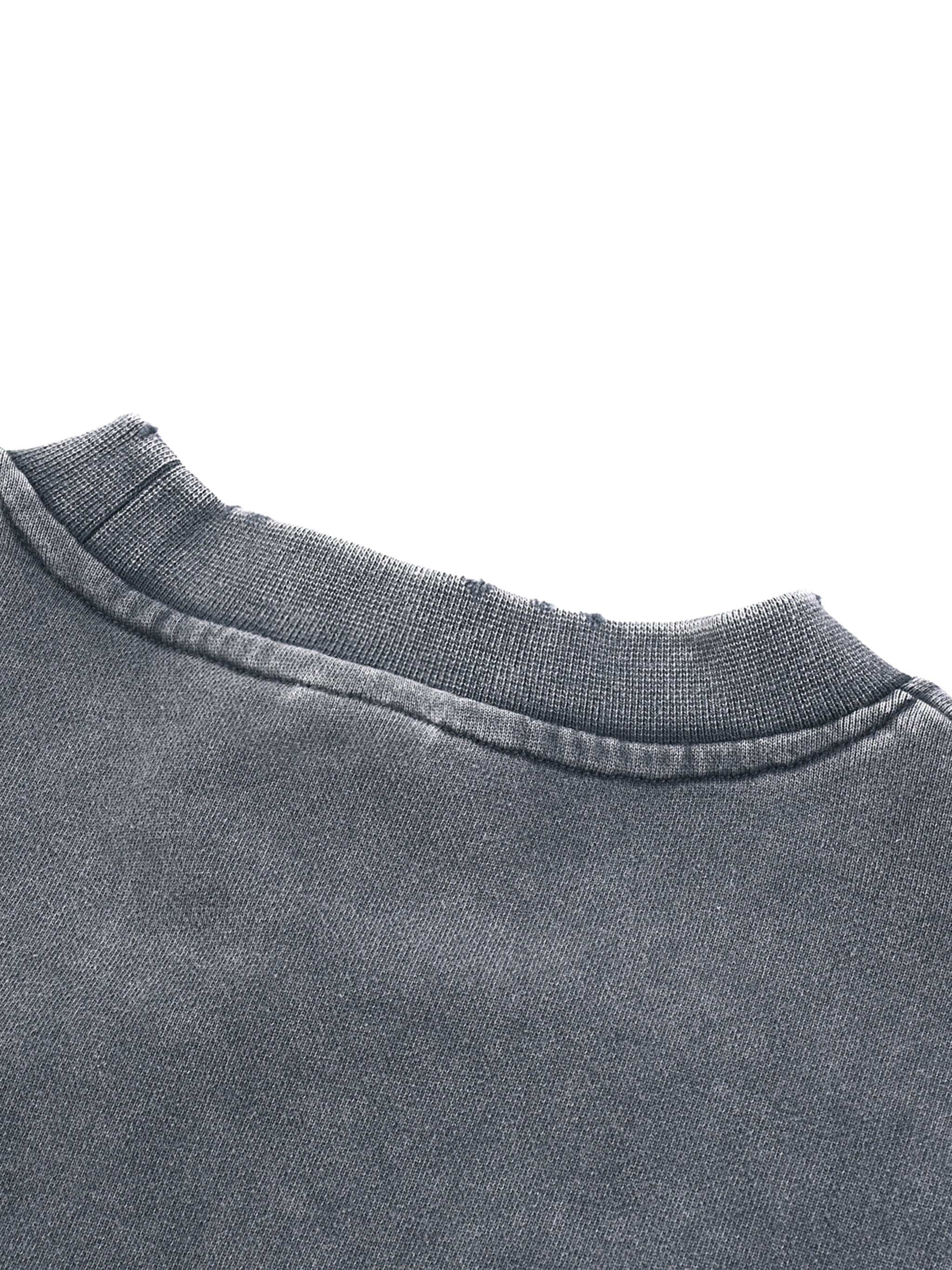 Snow Washed Graphic Raw Edge Cropped Sweatshirt