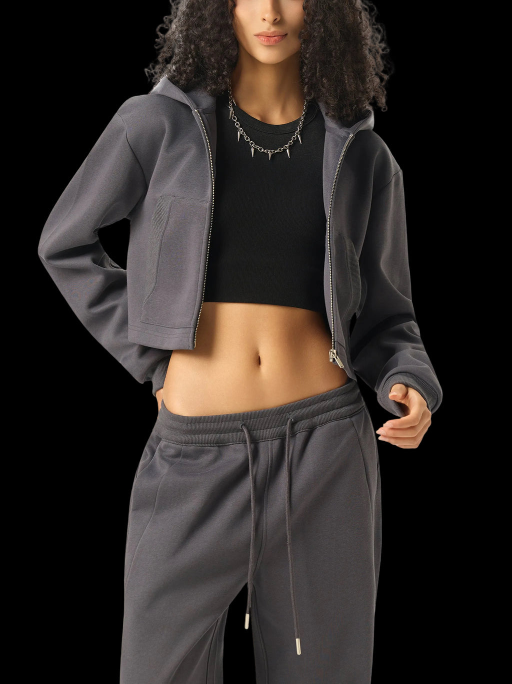 NightRaid “Phantom Cross” Essential Cropped Zip Hoodie